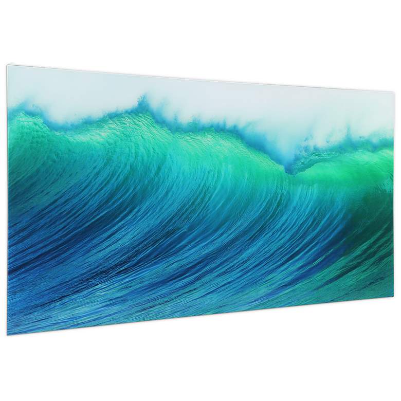Image 5 Blue Wave 72" Wide Free Floating Tempered Art Glass Wall Art more views