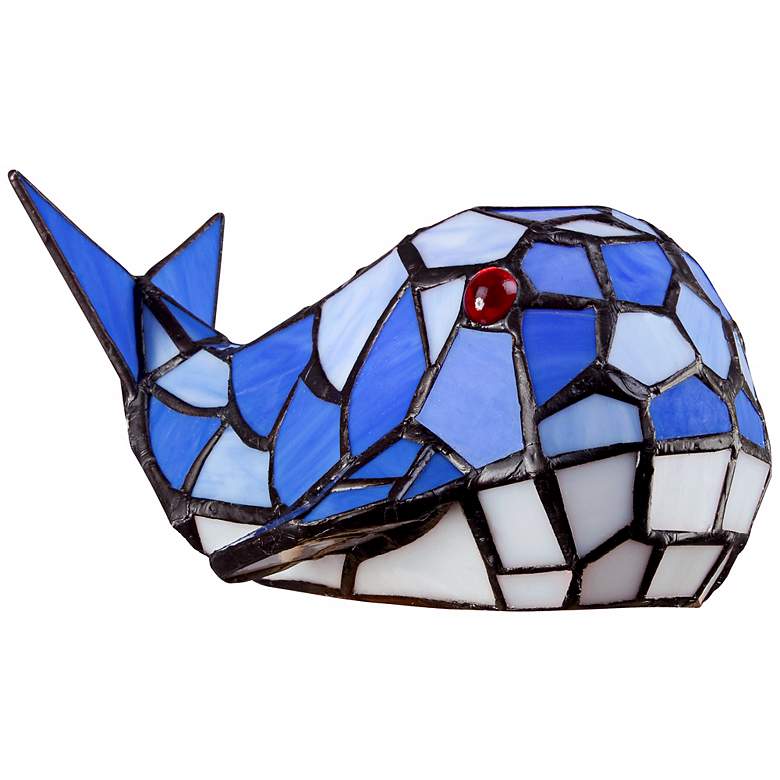 Image 1 Blue Whale Tiffany Style Glass LED Accent Lamp