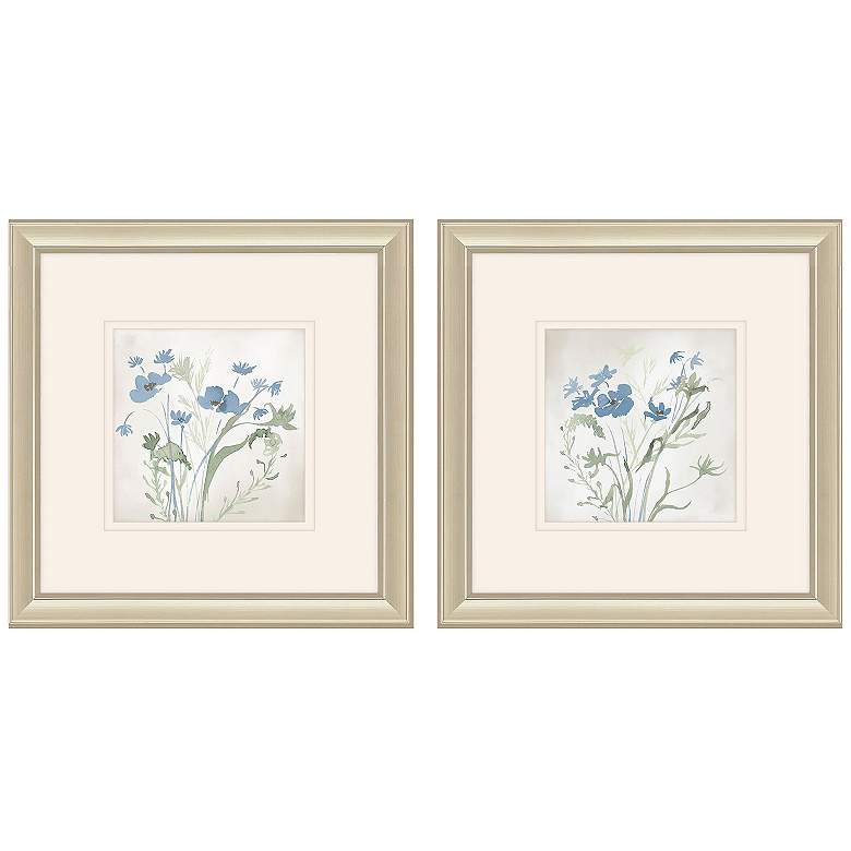Image 1 Blue Wildflowers 12"W x 12"H Framed Art Set of 2