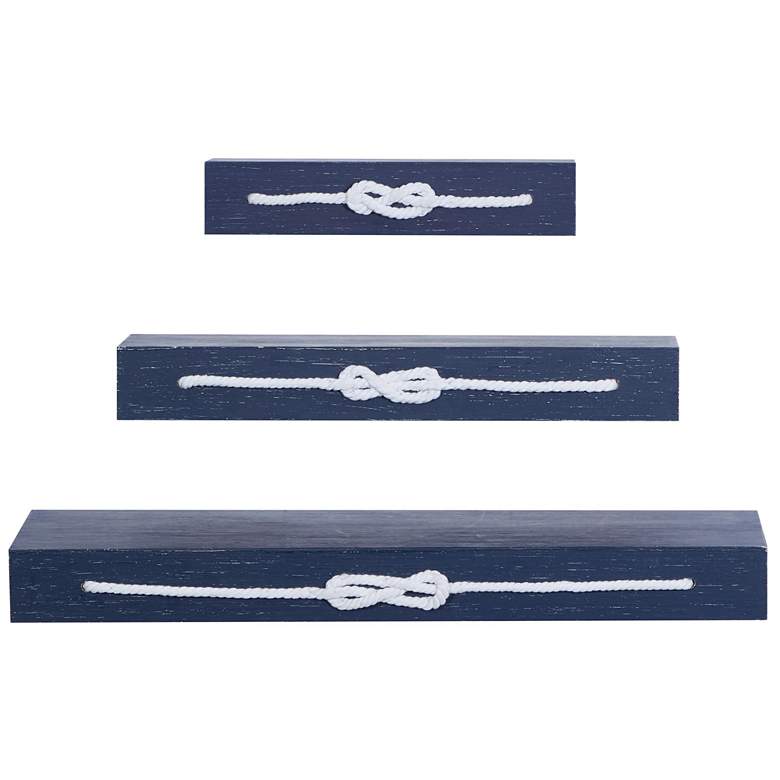 Image 1 Blue Wood Contemporary Wall Shelf, S/3 32", 24", 16"W