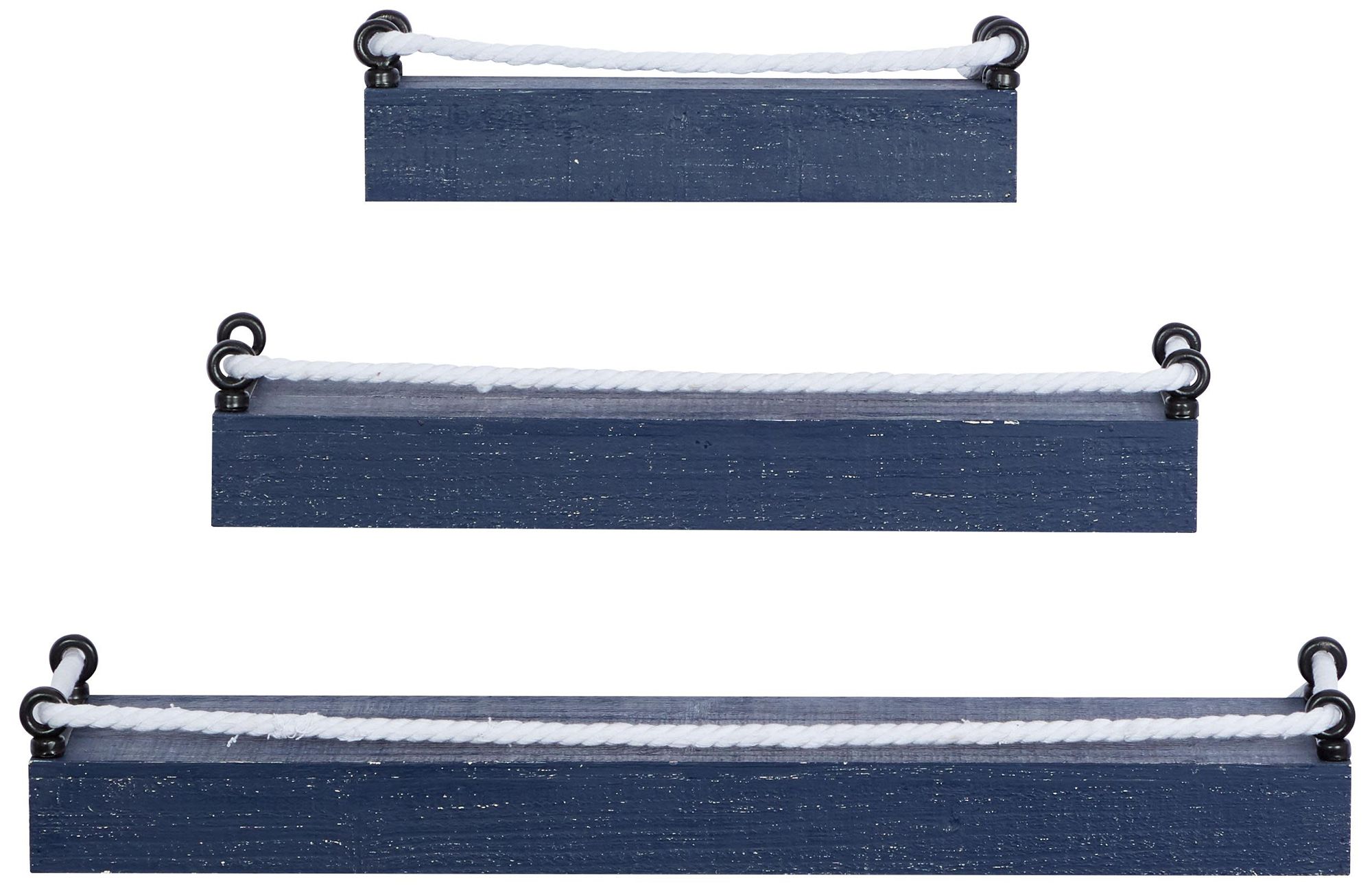 Image 2 Blue Wood Contemporary Wall Shelf, S/3 32", 25", 17"W