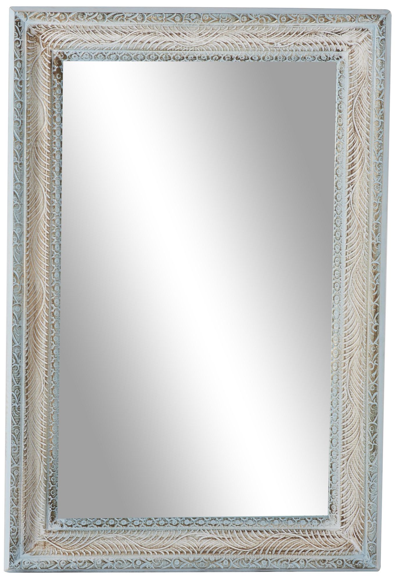 Image 2 Blue Wood Farmhouse Wall Mirror, 32" x 3" x 48"