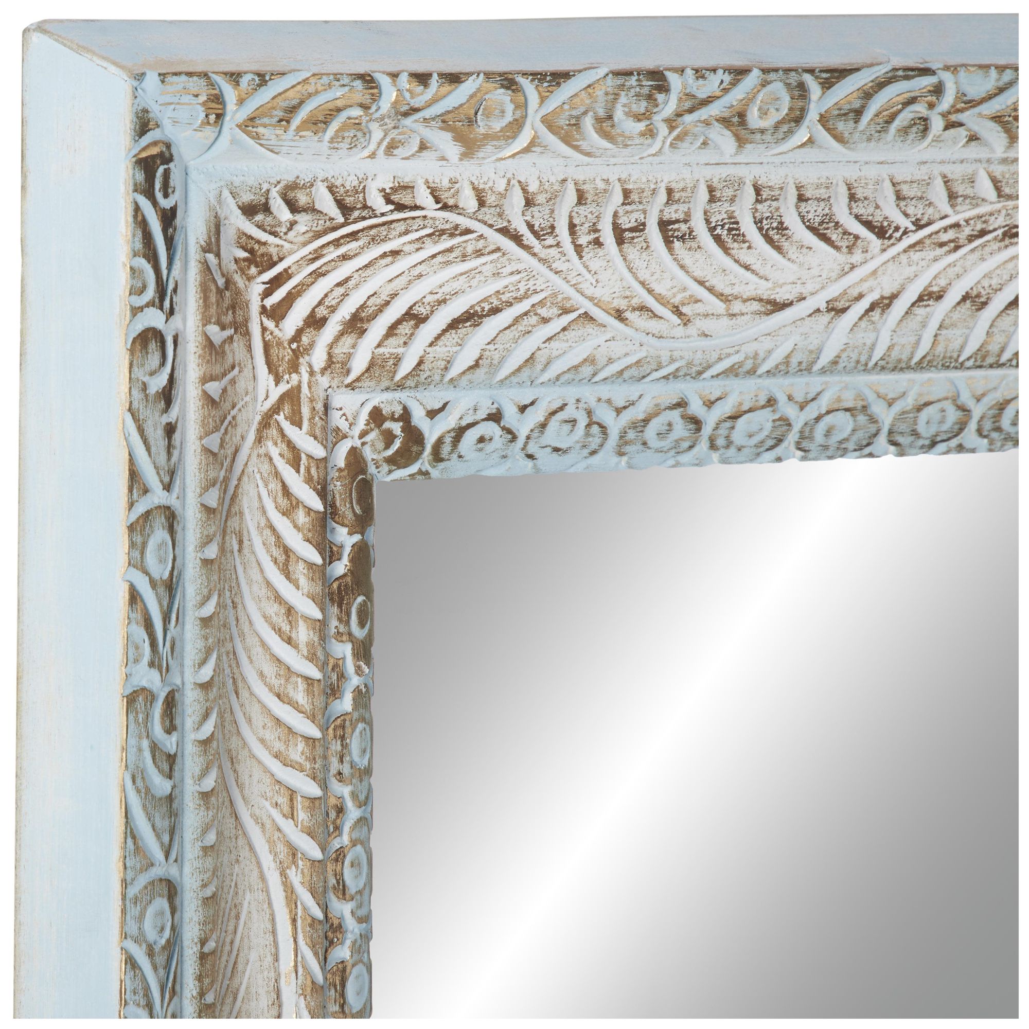 Image 3 Blue Wood Farmhouse Wall Mirror, 32" x 3" x 48" more views