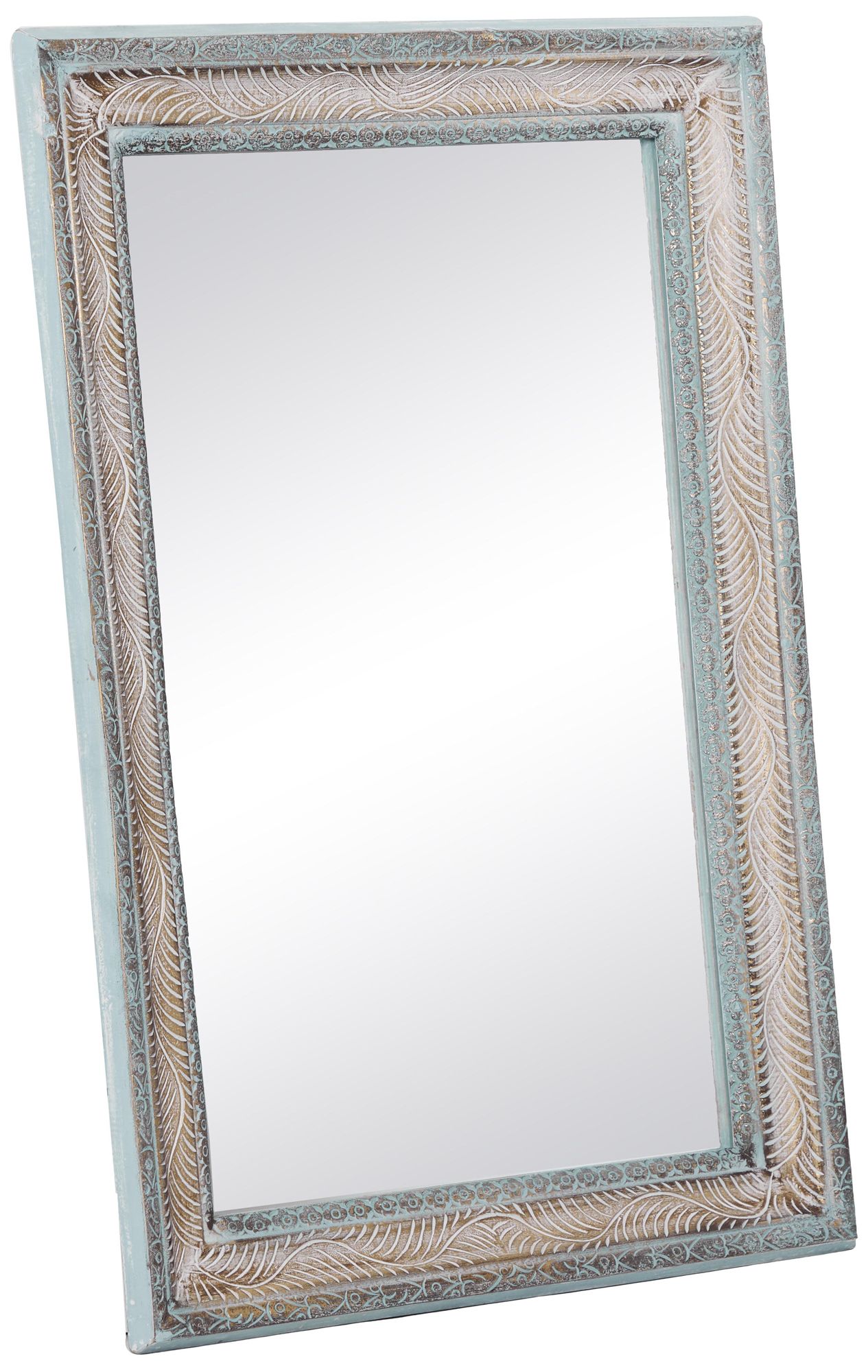 Image 5 Blue Wood Farmhouse Wall Mirror, 32" x 3" x 48" more views