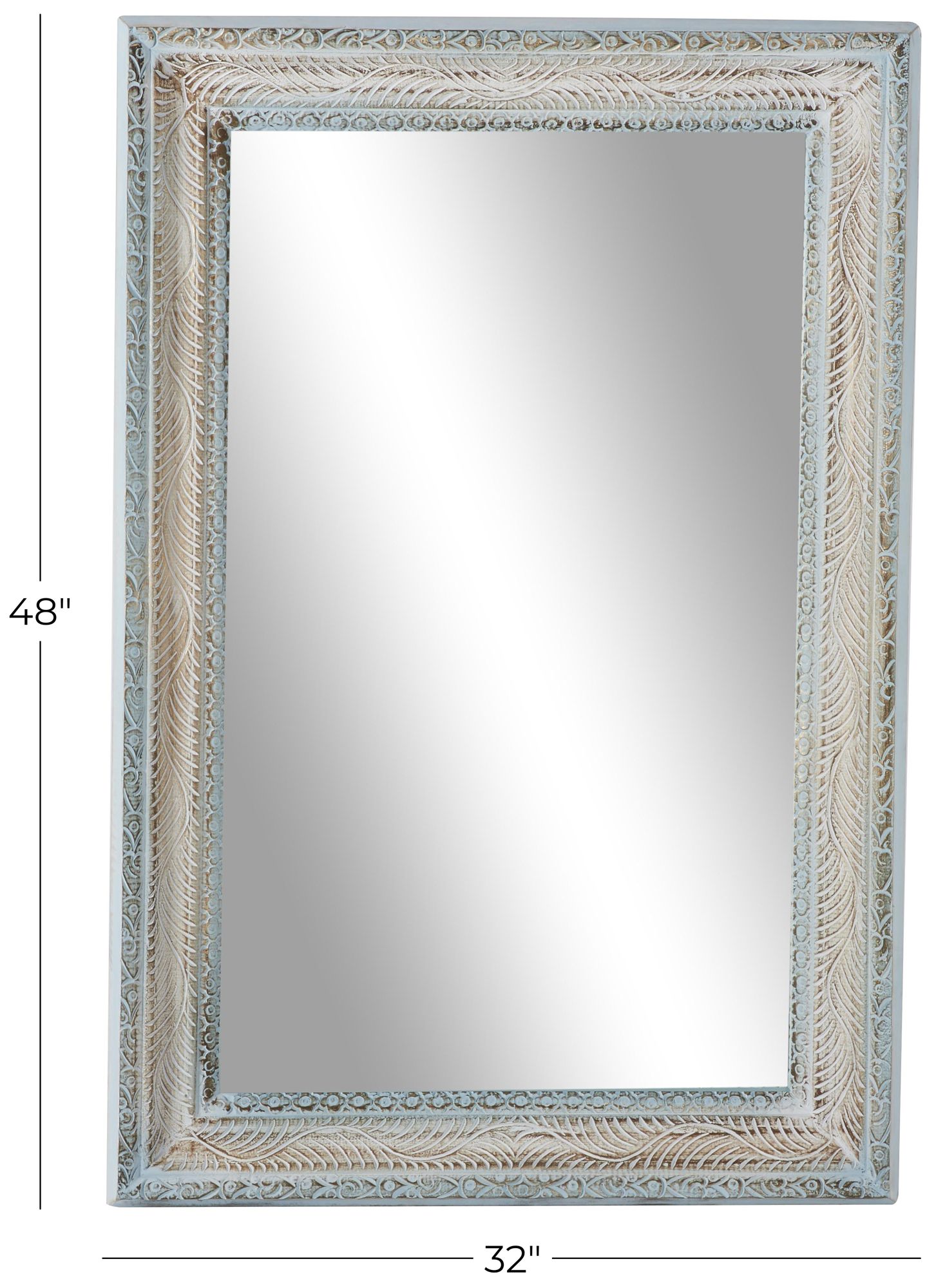Image 6 Blue Wood Farmhouse Wall Mirror, 32" x 3" x 48" more views