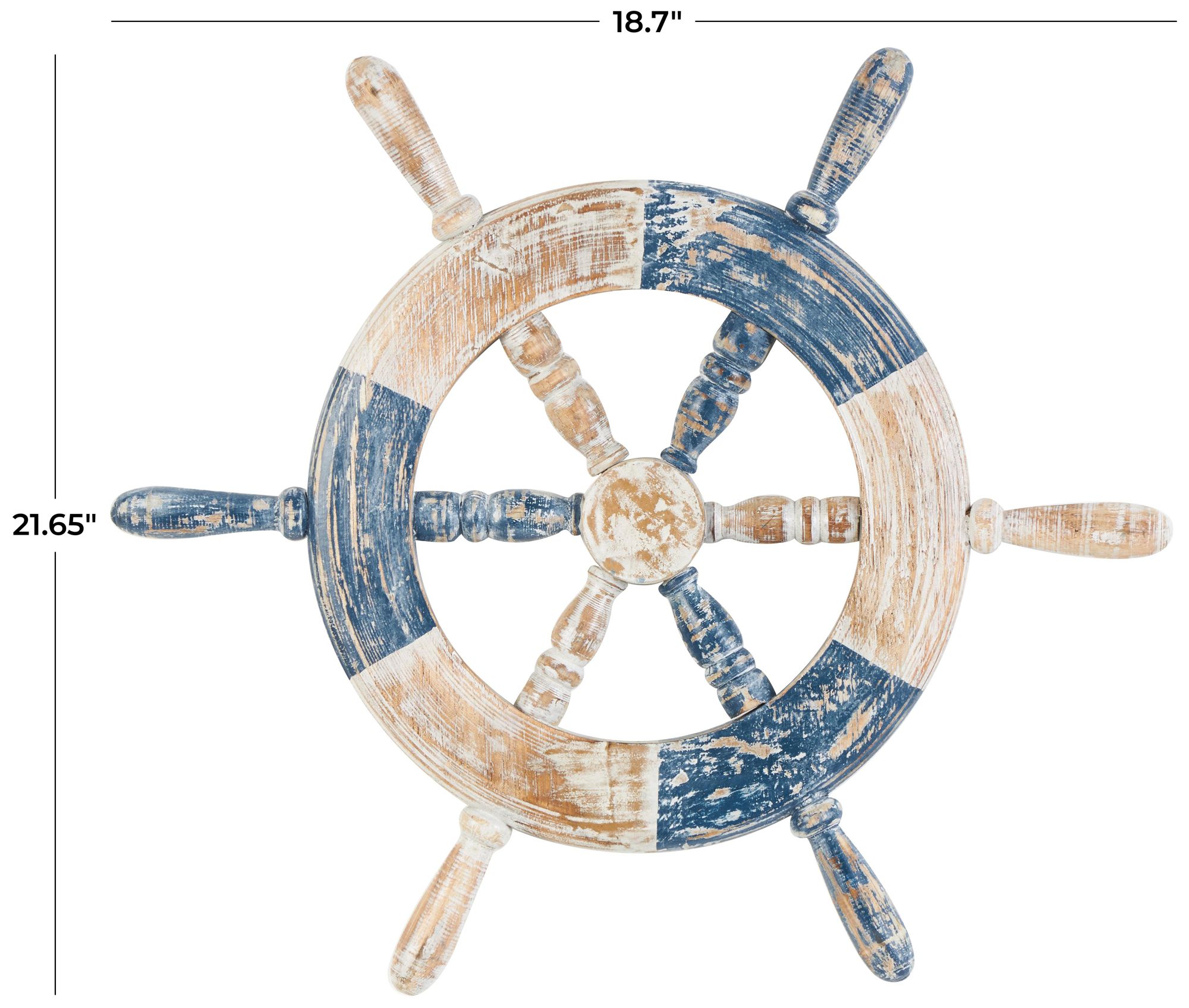 Image 7 Blue Wood Nautical Wall Decor, 19" x 2" x 22" more views