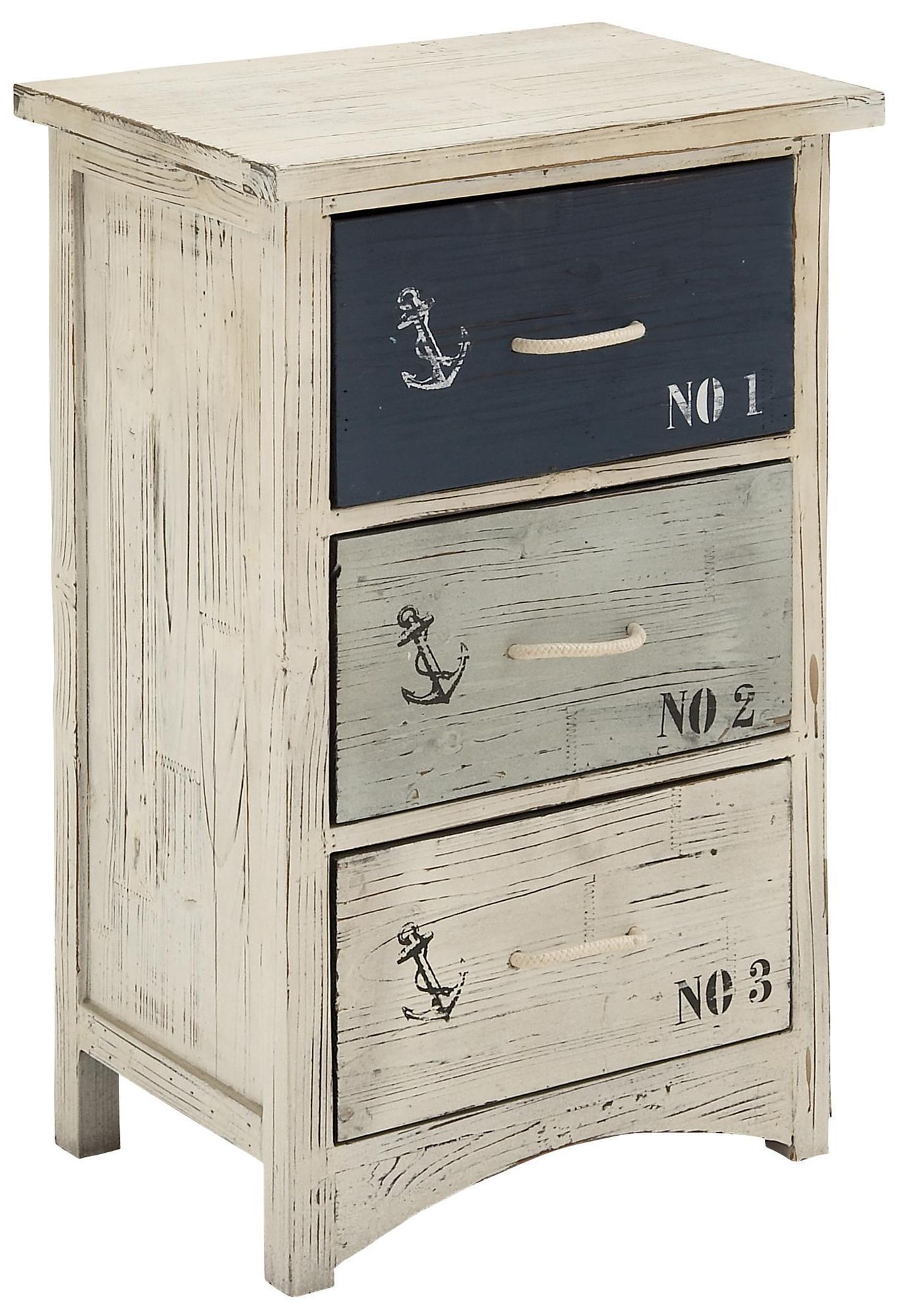 Image 4 Blue Wooden Coastal Chest, 19" x 12" x 30" more views