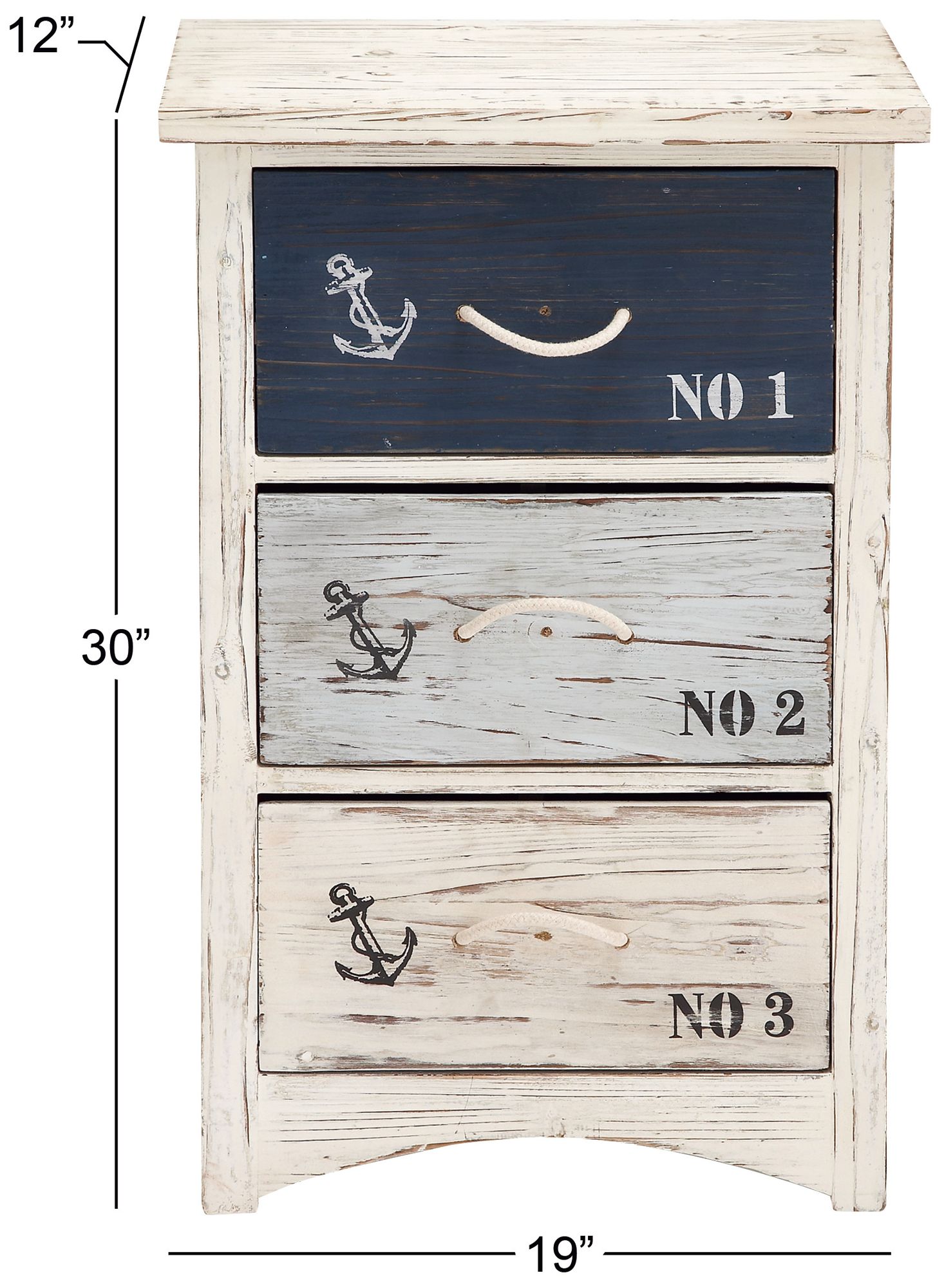 Image 5 Blue Wooden Coastal Chest, 19" x 12" x 30" more views
