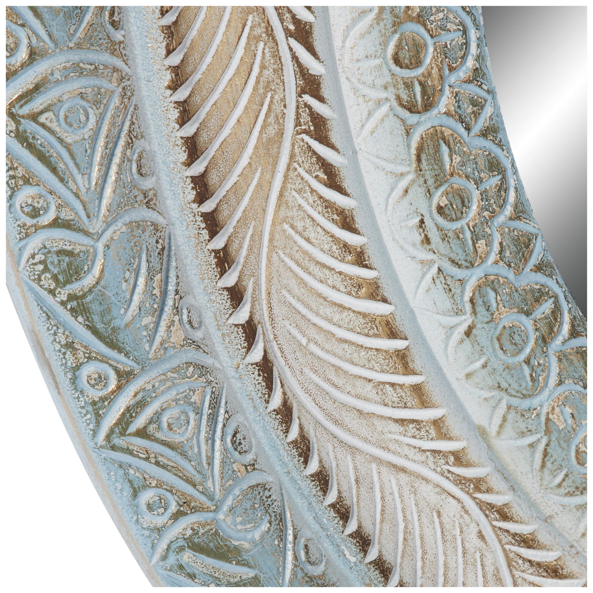 Image 2 Blue Wooden Farmhouse Wall Mirror, 36" x 1" x 36" more views