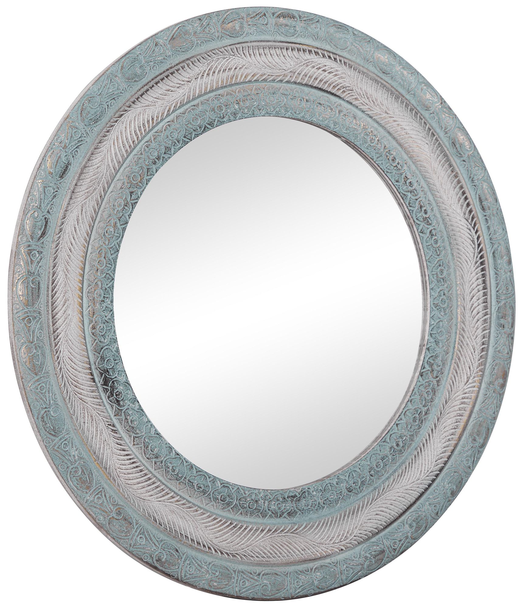 Image 5 Blue Wooden Farmhouse Wall Mirror, 36" x 1" x 36" more views