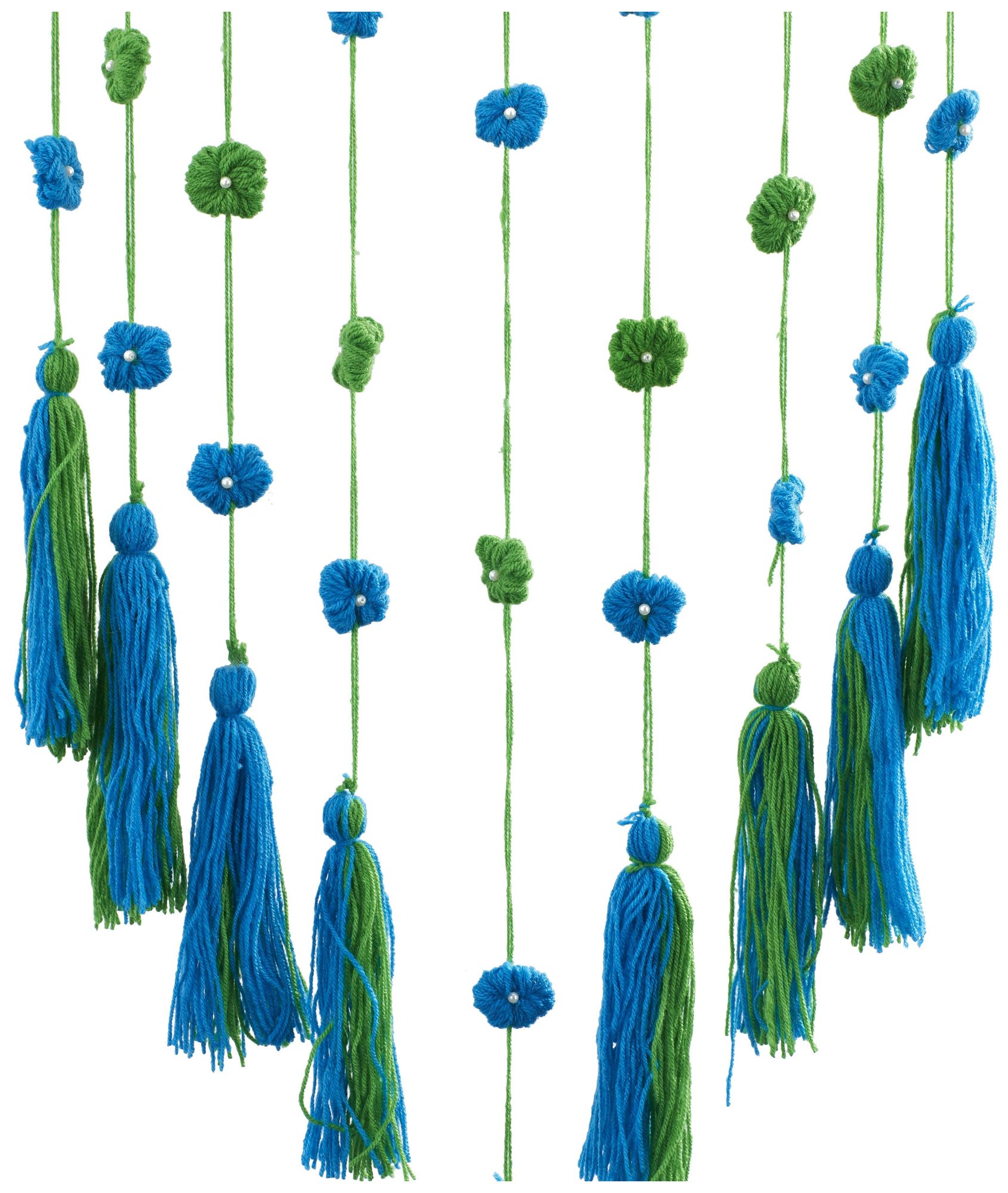 Image 3 Blue Wool Fabric Bohemian Wall Decor, 13" x 0" x 47" more views