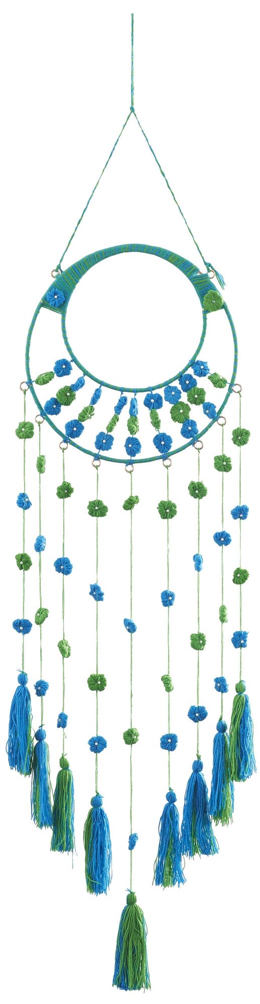Image 5 Blue Wool Fabric Bohemian Wall Decor, 13" x 0" x 47" more views