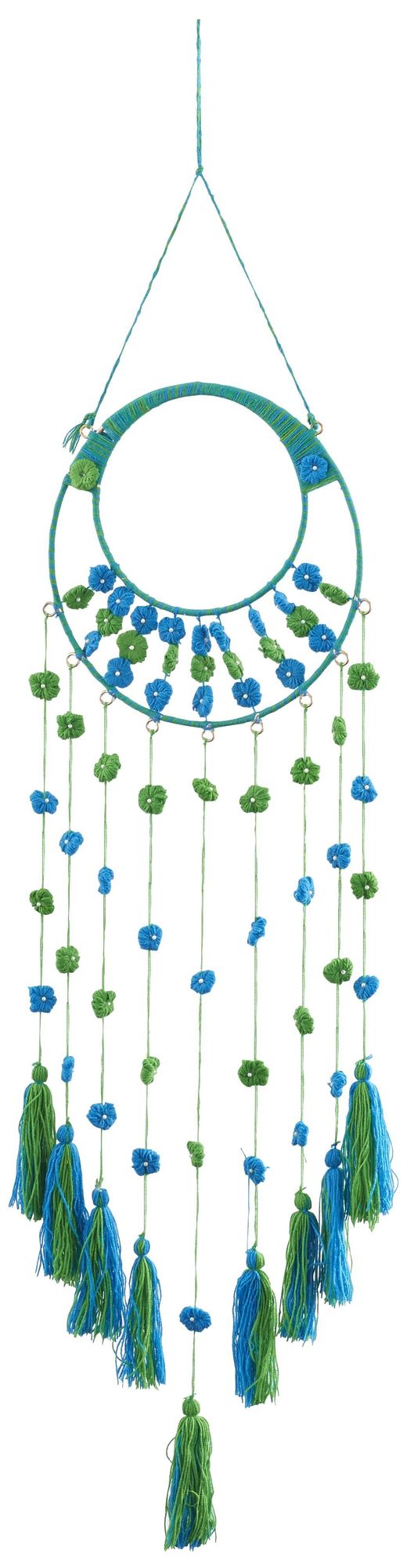 Image 6 Blue Wool Fabric Bohemian Wall Decor, 13" x 0" x 47" more views