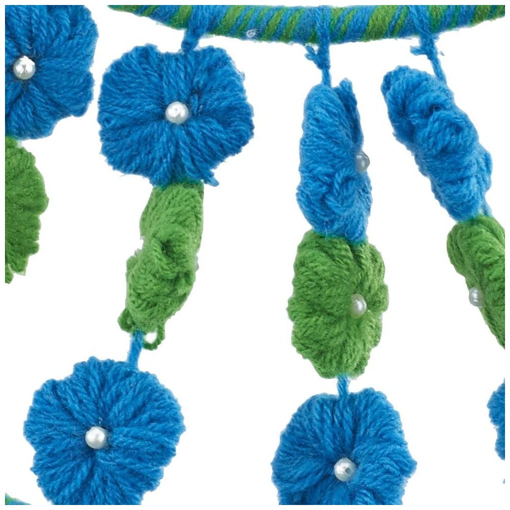 Blue Wool Fabric Bohemian Wall Decor, 13" x 0" x 47"