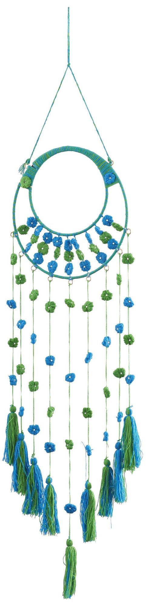 Blue Wool Fabric Bohemian Wall Decor, 13" x 0" x 47"