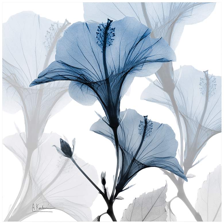 Image 3 Blue X-Ray Floral 24" Square Tempered Glass Graphic Wall Art