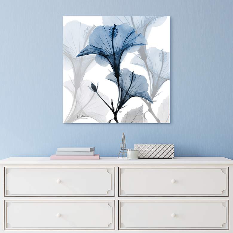 Image 6 Blue X-Ray Floral 24" Square Tempered Glass Graphic Wall Art more views