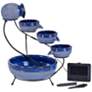 Blueberry 22" High Ceramic Solar Cascade Outdoor Fountain