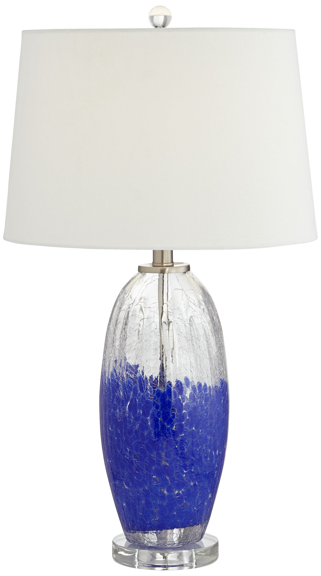 Bluejay Blue and Clear Glass Crackle Table Lamp