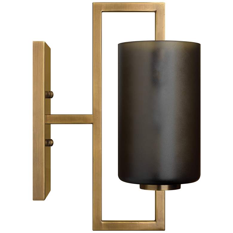 Image 1 Blueprint 13 inch High Antique Brass w/ Gray Glass Wall Sconce