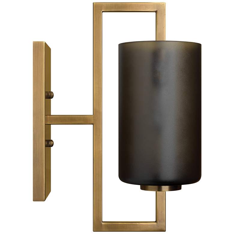 Image 1 Blueprint 13" High Antique Brass w/ Gray Glass Wall Sconce