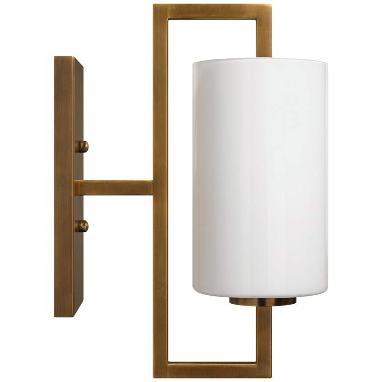 Image 1 Blueprint 13" High Antique Brass w/ White Glass Wall Sconce