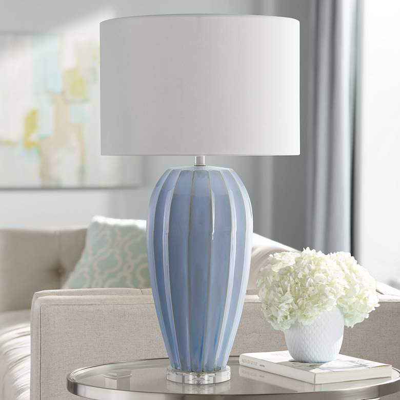 Image 1 Bluestar Cornflower Light Blue Porcelain Table Lamp