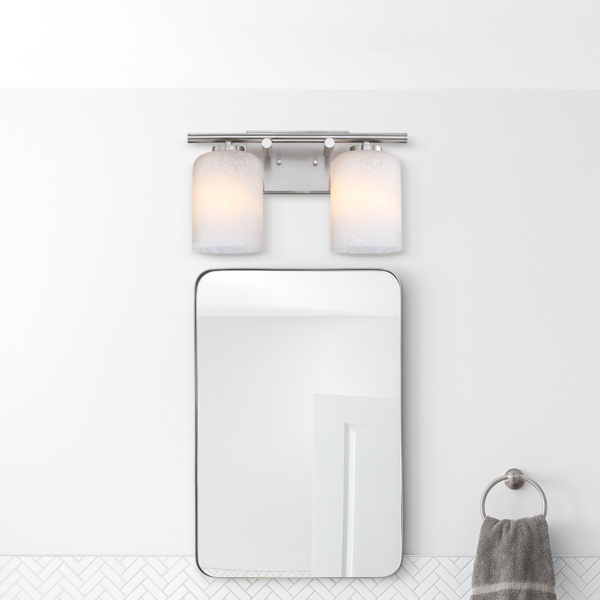 Thumbnail3 of Bluestone Ridge 16 in. 2-Light Brushed Nickel Vanity Wall Light more views