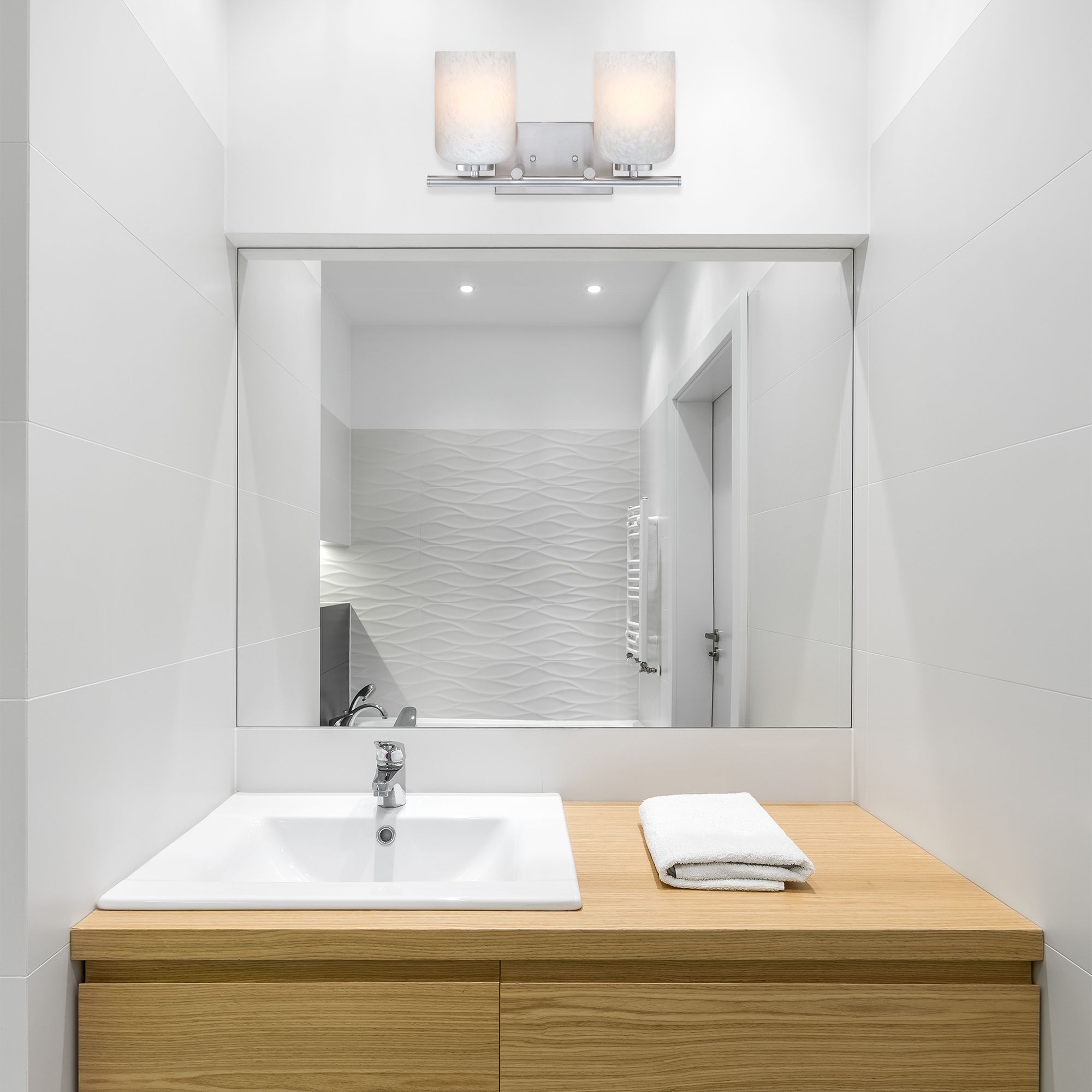 Bluestone Ridge 16 in. 2-Light Brushed Nickel Vanity Wall Light