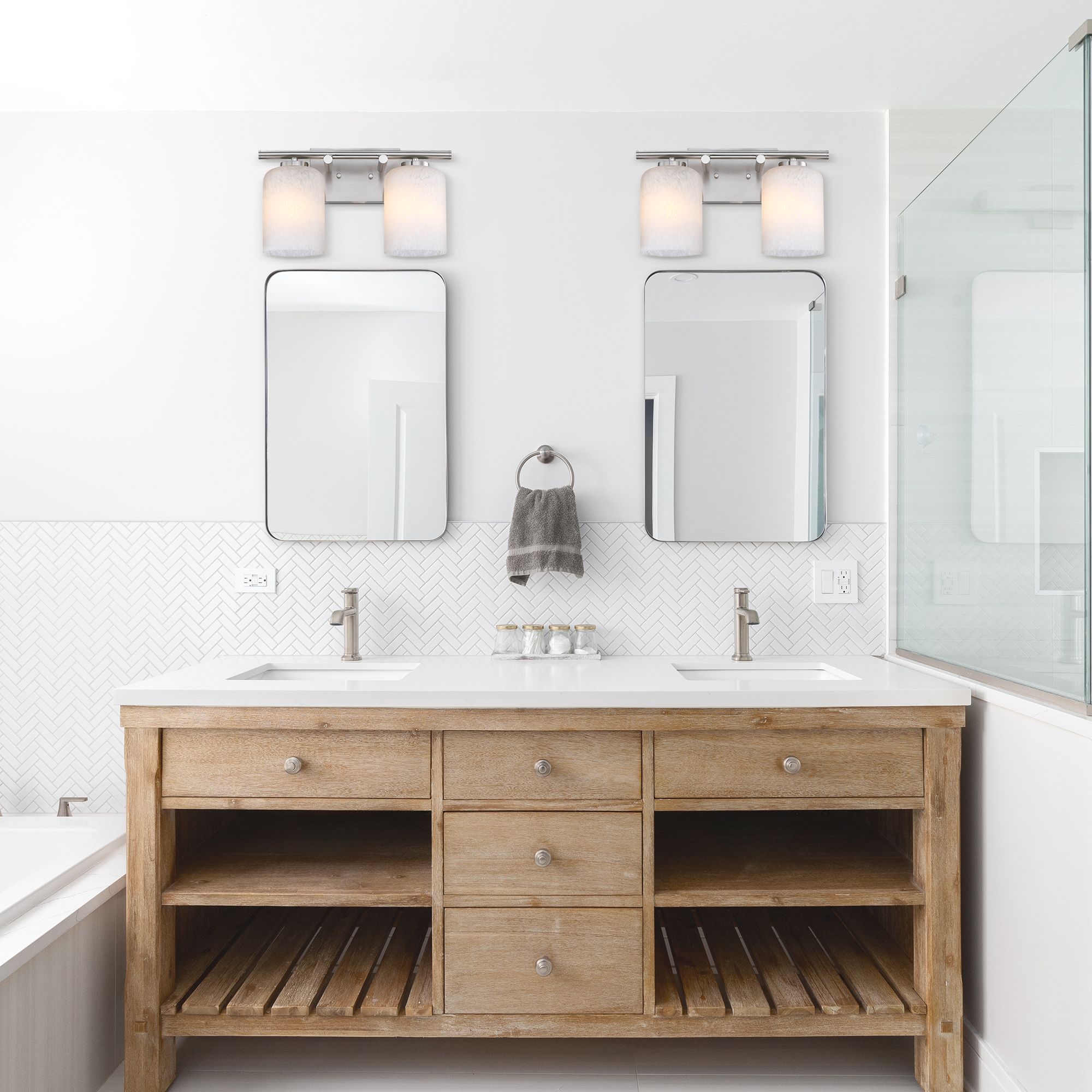 Bluestone Ridge 16 in. 2-Light Brushed Nickel Vanity Wall Light