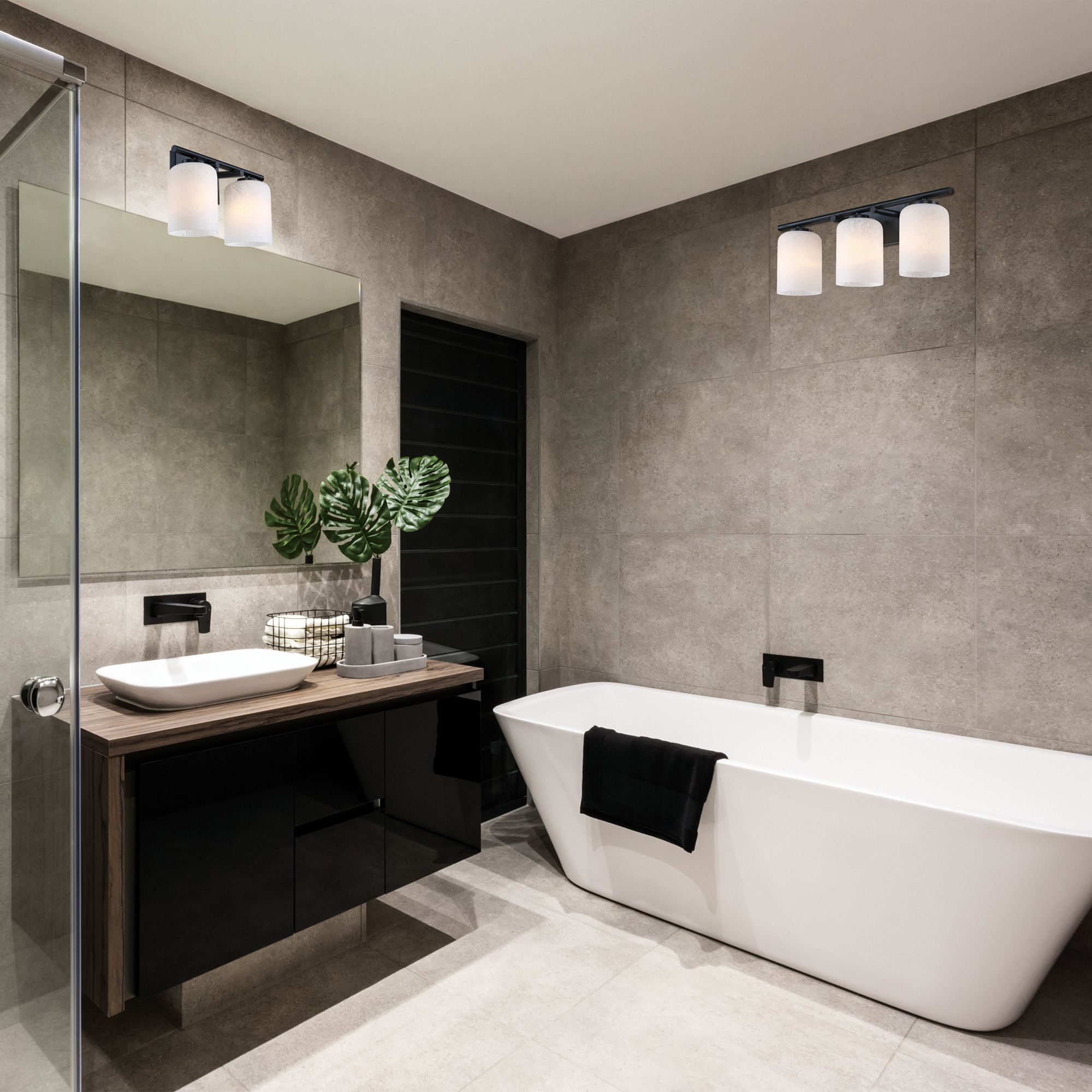 Bluestone Ridge 16 in. 2-Light Matte Black Vanity Wall Light for Bathrooms