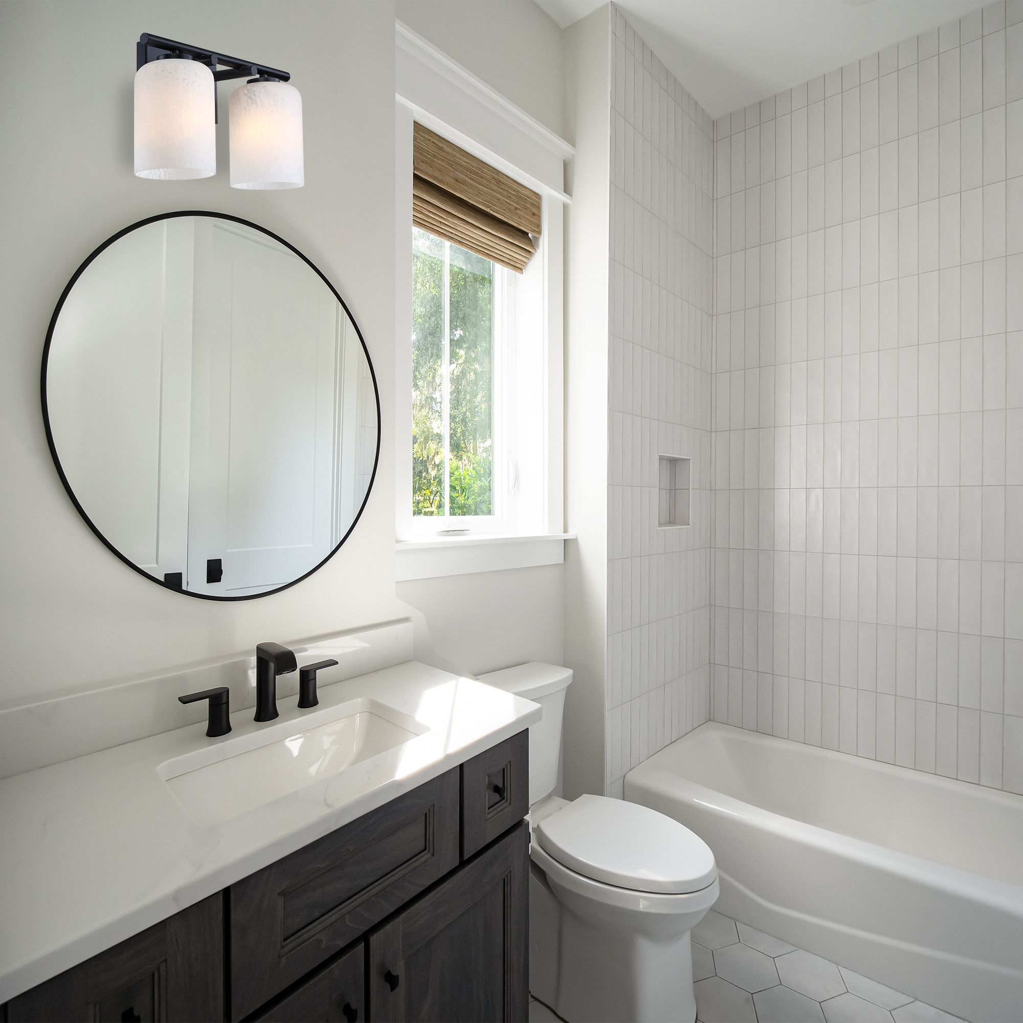 Bluestone Ridge 16 in. 2-Light Matte Black Vanity Wall Light for Bathrooms