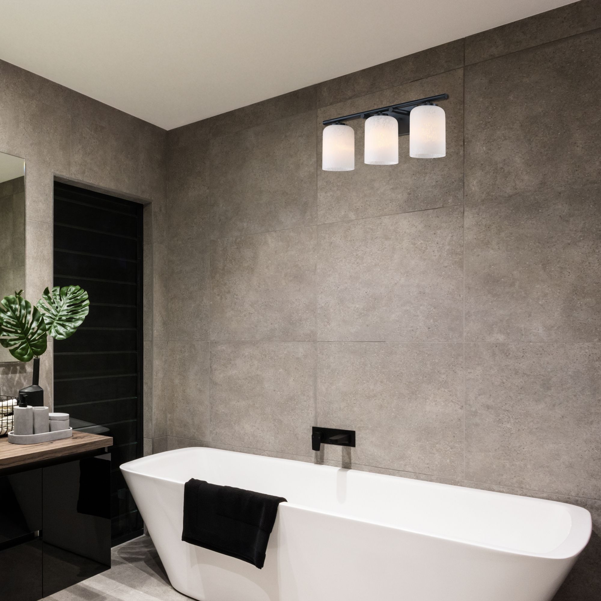 Image 6 Bluestone Ridge 24 in. 3-Light Matte Black Vanity Wall Light for Bathrooms more views