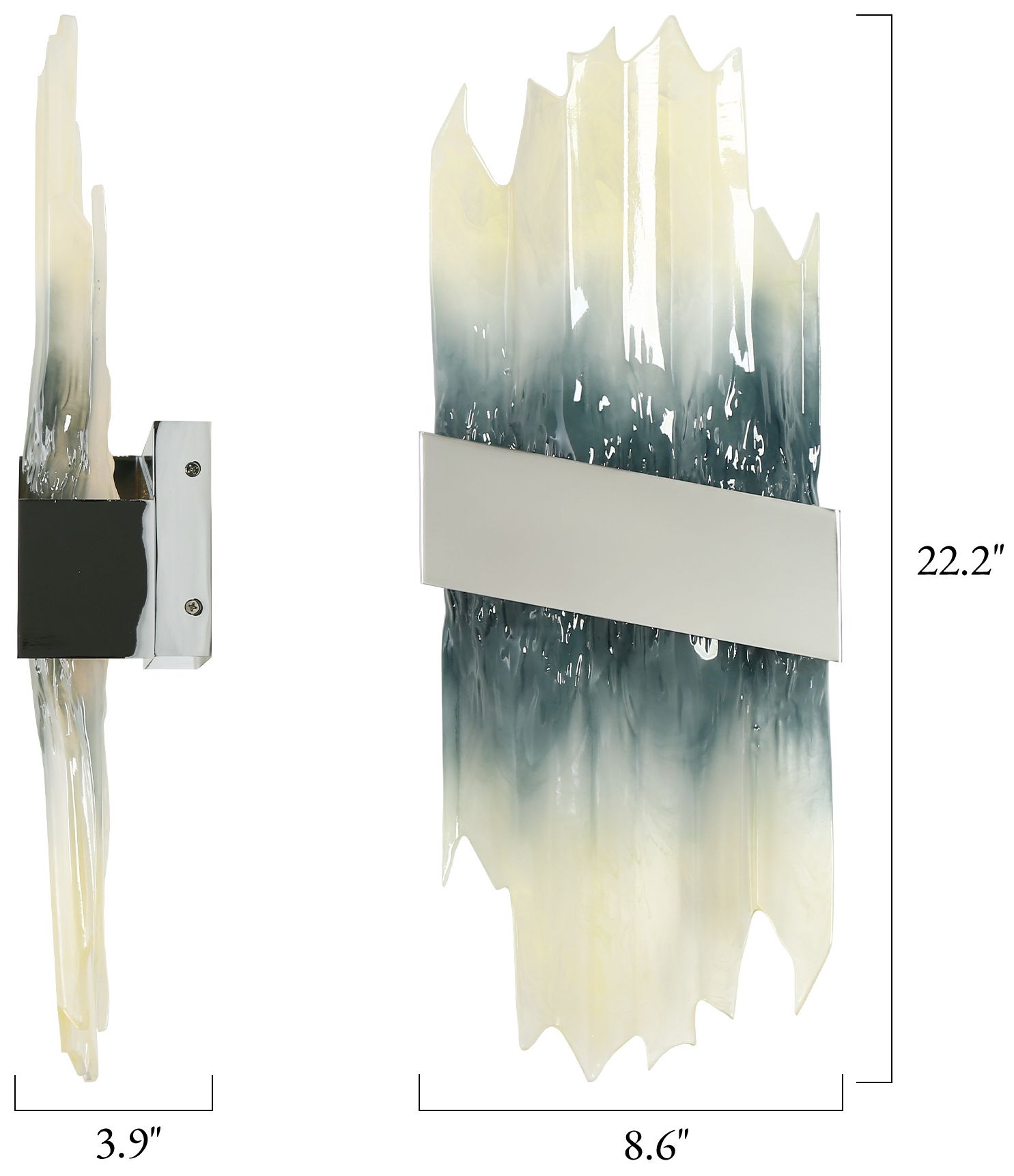 Image 3 Bluflan 8.6" Wide Chrome Blue 1-Light LED Resin Wall Sconce more views