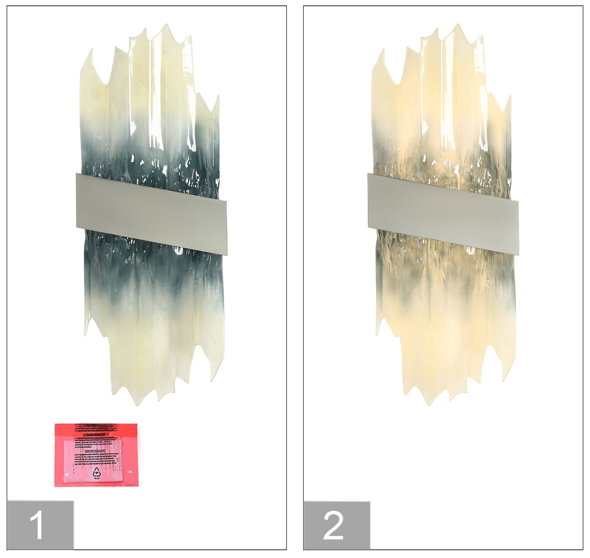 Image 7 Bluflan 8.6" Wide Chrome Blue 1-Light LED Resin Wall Sconce more views