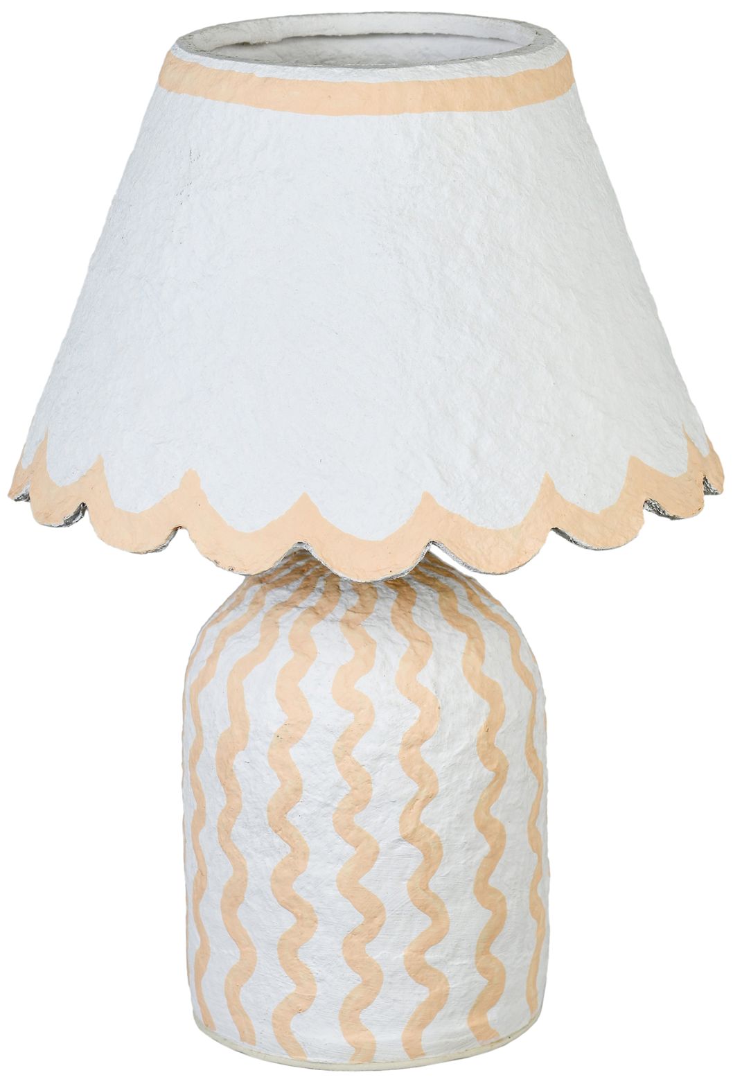 Image 3 Blum Pink Peach Scalloped Cotton Mache Table Lamp more views