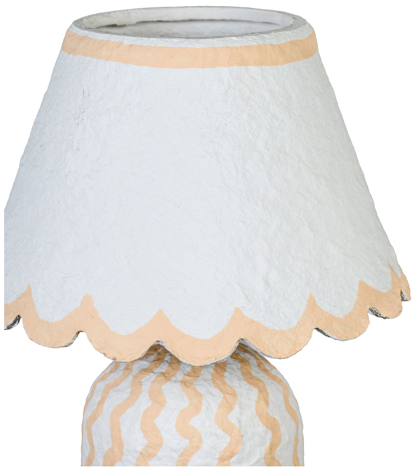 Image 4 Blum Pink Peach Scalloped Cotton Mache Table Lamp more views