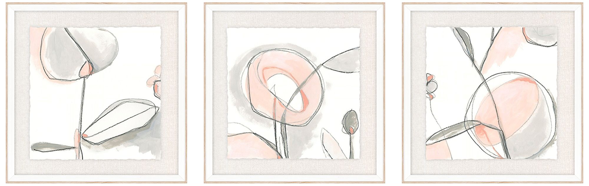 Blush Affinity II 18" Square 3-Piece Framed Wall Art Set