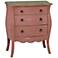 Blush Aged Rose Small 3-Door Bombe Chest