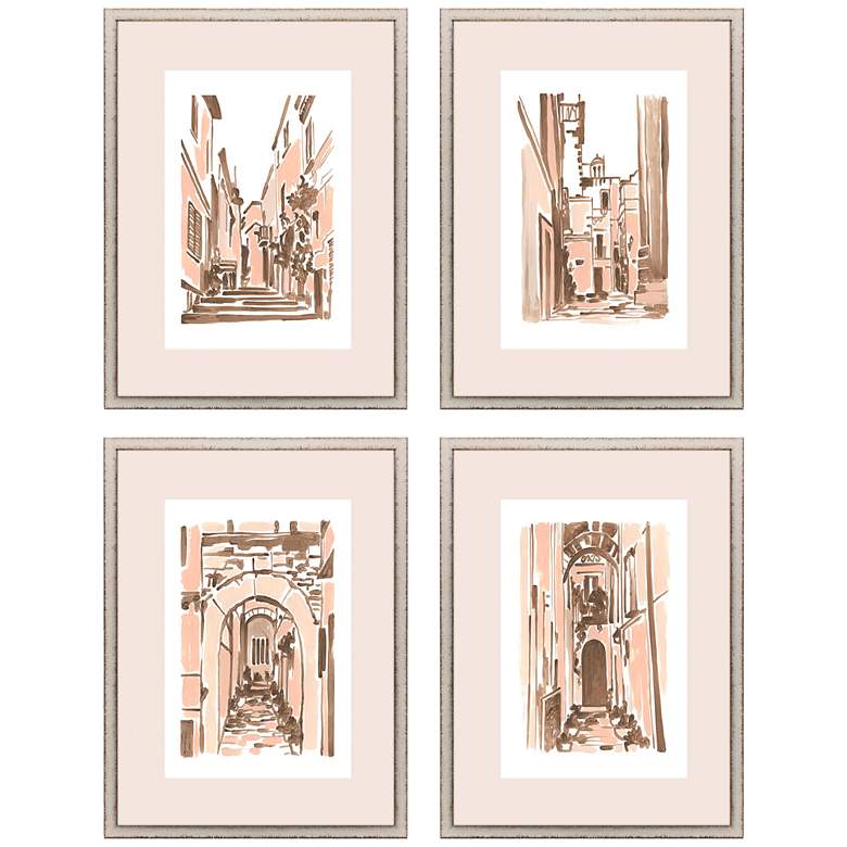 Image 2 Blush Architecture 26 inch High 4-Piece Framed Wall Art Set