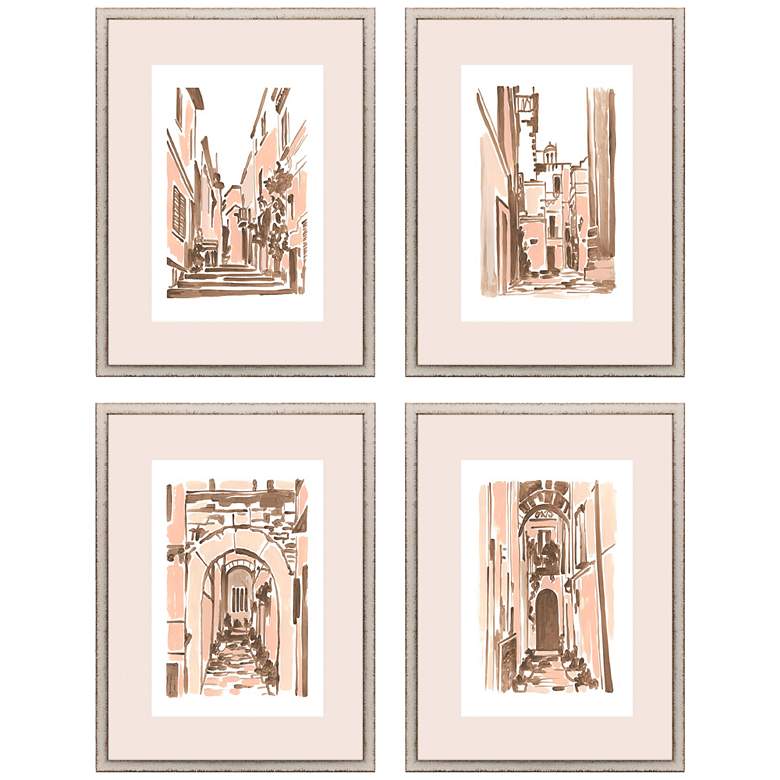 Image 2 Blush Architecture 26" High 4-Piece Framed Wall Art Set