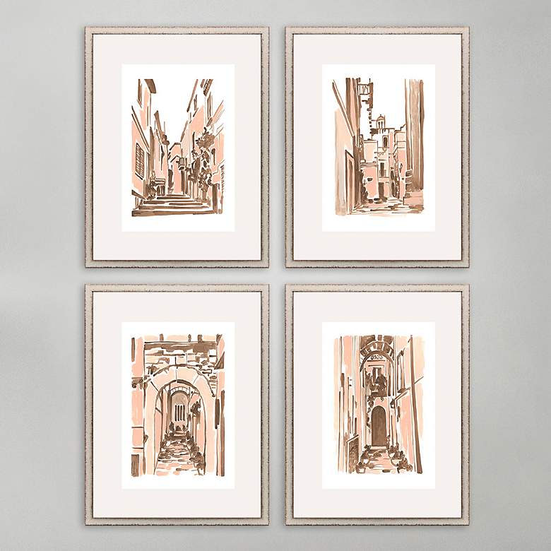 Image 1 Blush Architecture 26 inch High 4-Piece Framed Wall Art Set