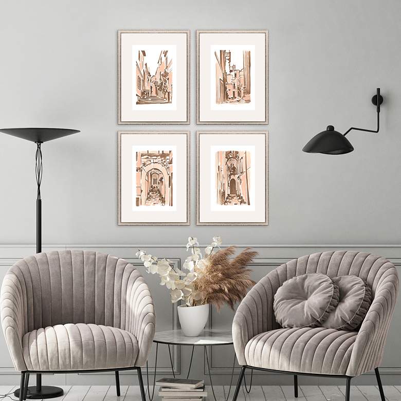 Image 5 Blush Architecture 26" High 4-Piece Framed Wall Art Set more views