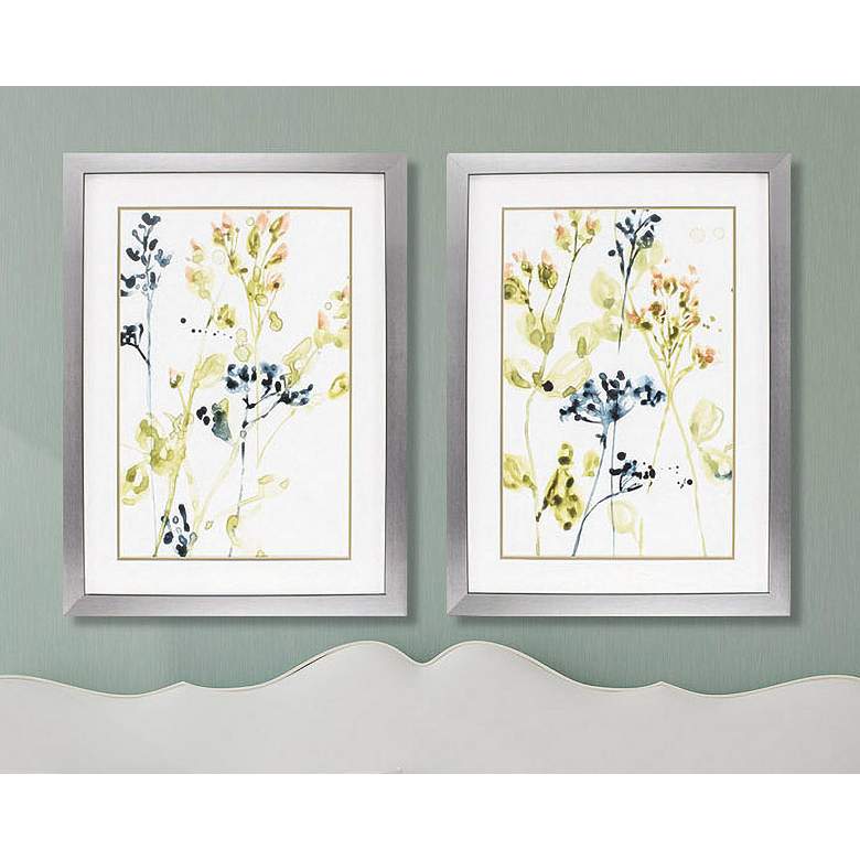Image 1 Blush Buds 35 inch High 2-Piece Framed Floral Wall Art Set