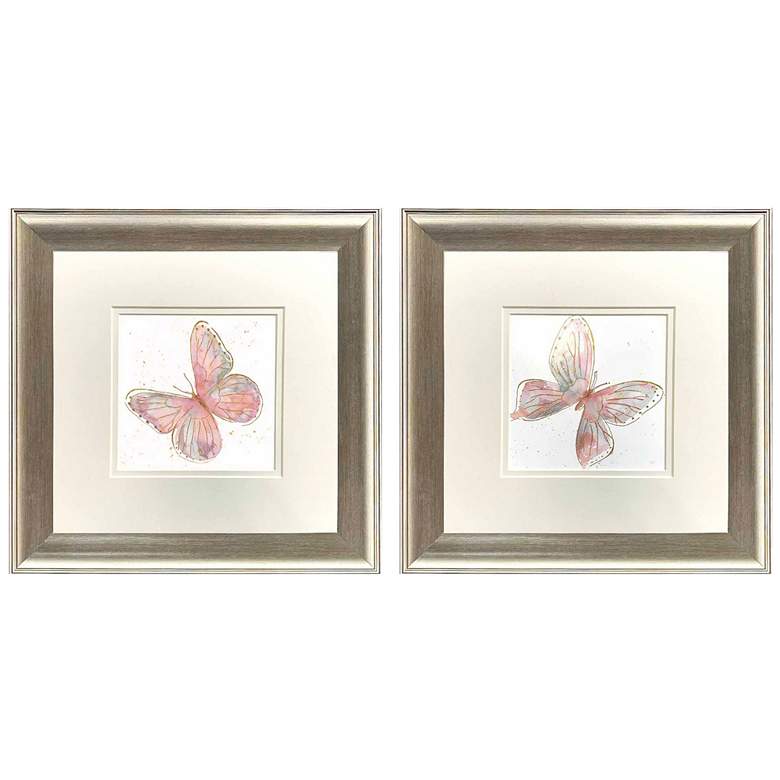 Image 1 Blush Butterfly 13"W x 13"H Framed Wall Art Set of 2