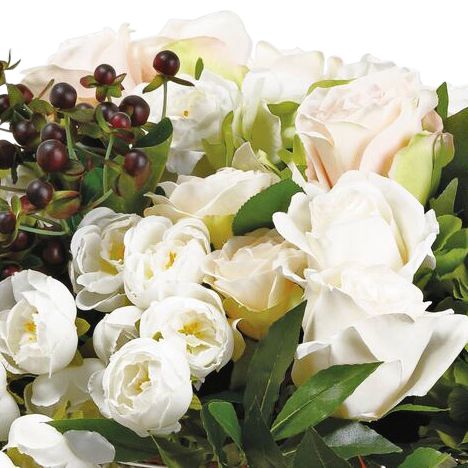 Image 2 Blush Cream Ranunculus and Rose 18"H Faux Flowers in Vase more views