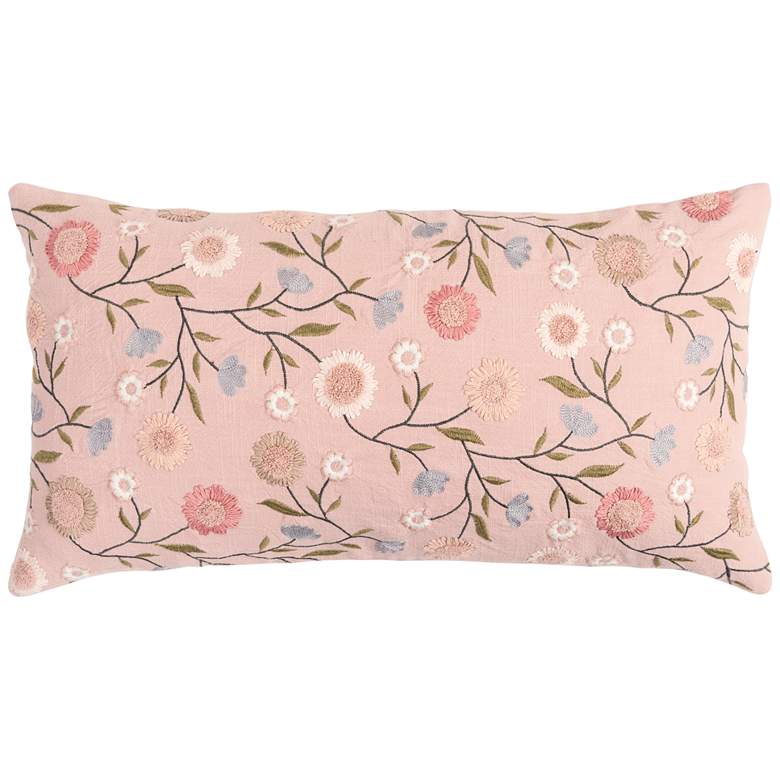 Image 1 Blush Floral 26 inch x 14 inch Down Filled Throw Pillow