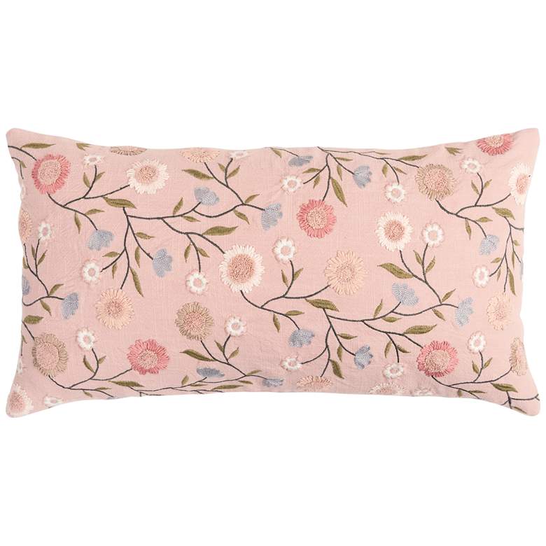 Image 1 Blush Floral 26 inch x 14 inch Poly Filled Throw Pillow