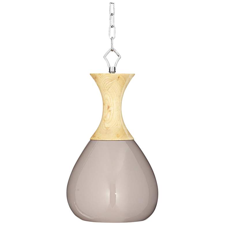 Image 1 Blush Gray Ceramic and Wood 10" Wide Swag Pendant Light