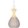 Blush Gray Ceramic and Wood 10" Wide Swag Pendant Light